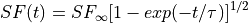 SF(t) = SF_{\infty} [1-exp(-t/ \tau)]^{1/2}